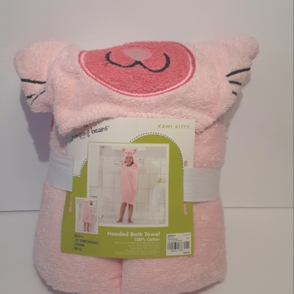 Jumping beans Hooded Bath towel. Kami Kitty.- NWT.